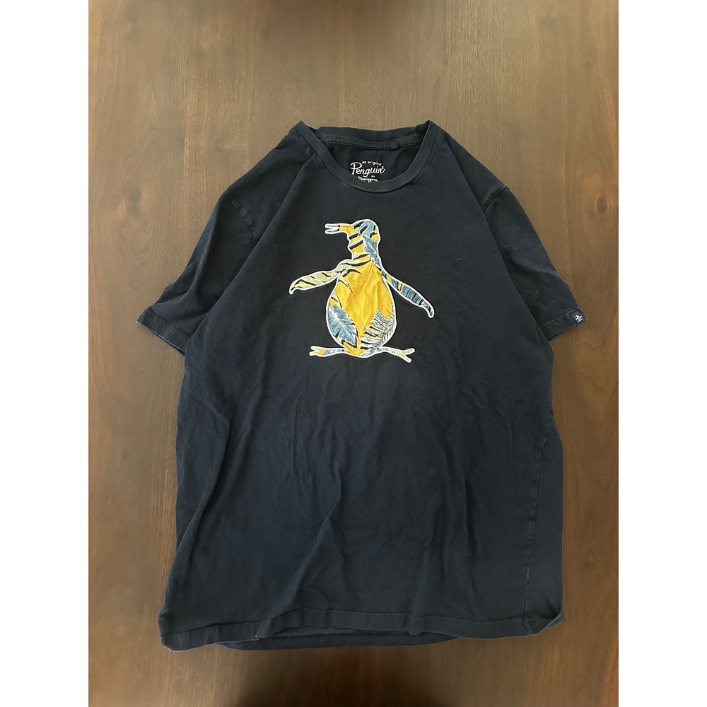 Original Penguin Munsingwear Mens XL Navy Blue Embroidered Tropical Logo T-Shirt